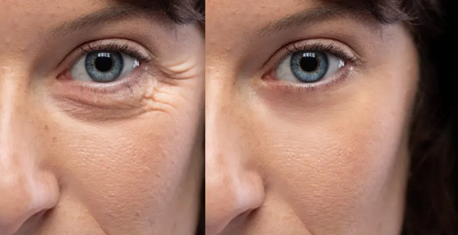 Eyes before and after Botox